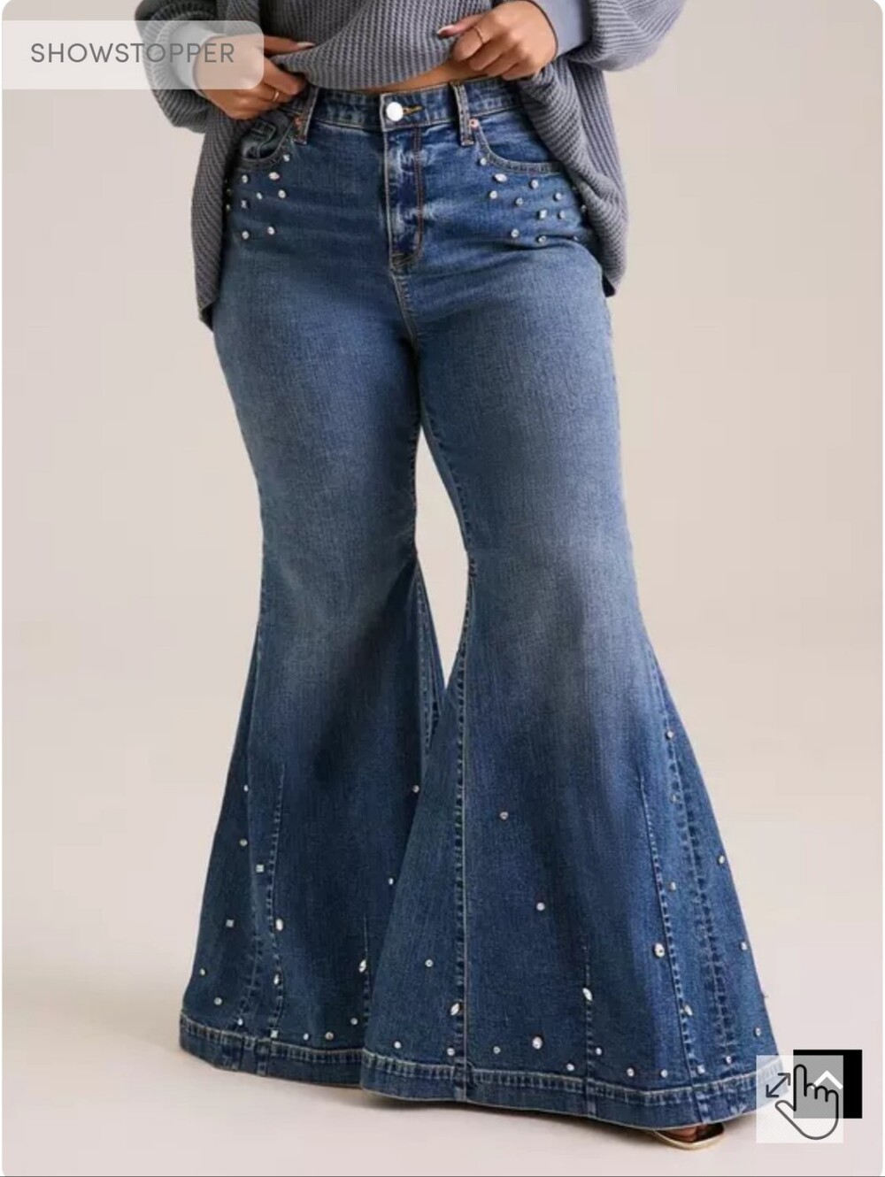 Nwot Torrid 14 Festi Embellished Sky High Super Flare Jeans - Picture 7 of 7